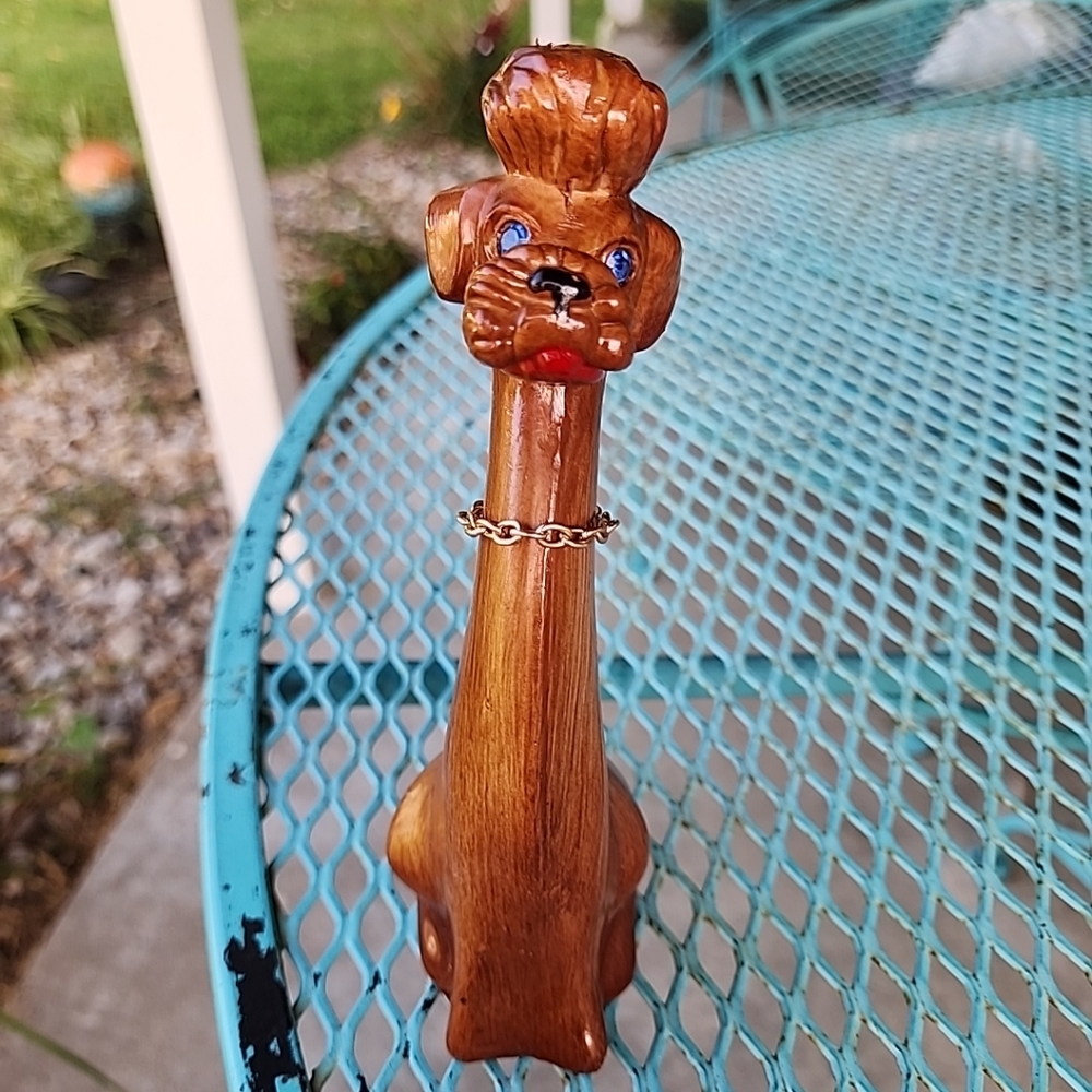 Vintage Poodle Figurine with Jeweled Eyes 1960's Ross Products 8"